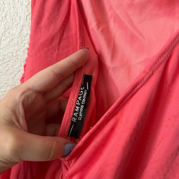 Y2k Rampage Pink Sparkly Midi Dress Coral Size Medium - Picture 5 of 8